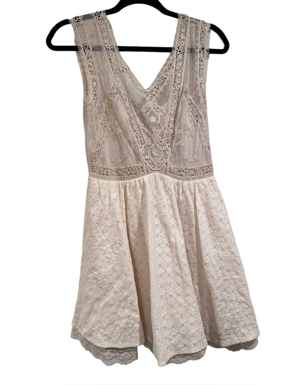 Free People Victoria Ivory Lace Mesh Sheer Sleeveless Mini Dress Lace Size 4 NWT - Picture 3 of 16